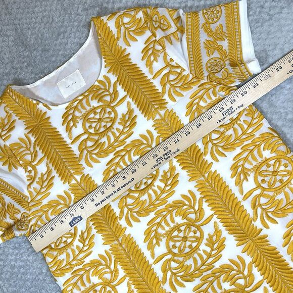 All:Row Dress Womens Large Yellow Embroidered Short Sleeve Mini - Picture 9 of 15